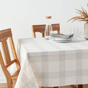 84" x 60" Cotton Open Plaid Tablecloth Black - Threshold: Traditional Rectangle